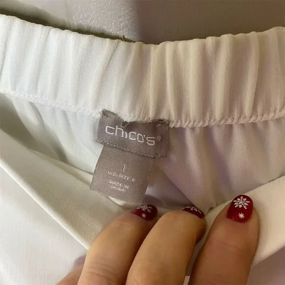 Chico's Women's White Lace-Inset Maxi Skirt Size 1 Casual Long - Picture 4 of 6